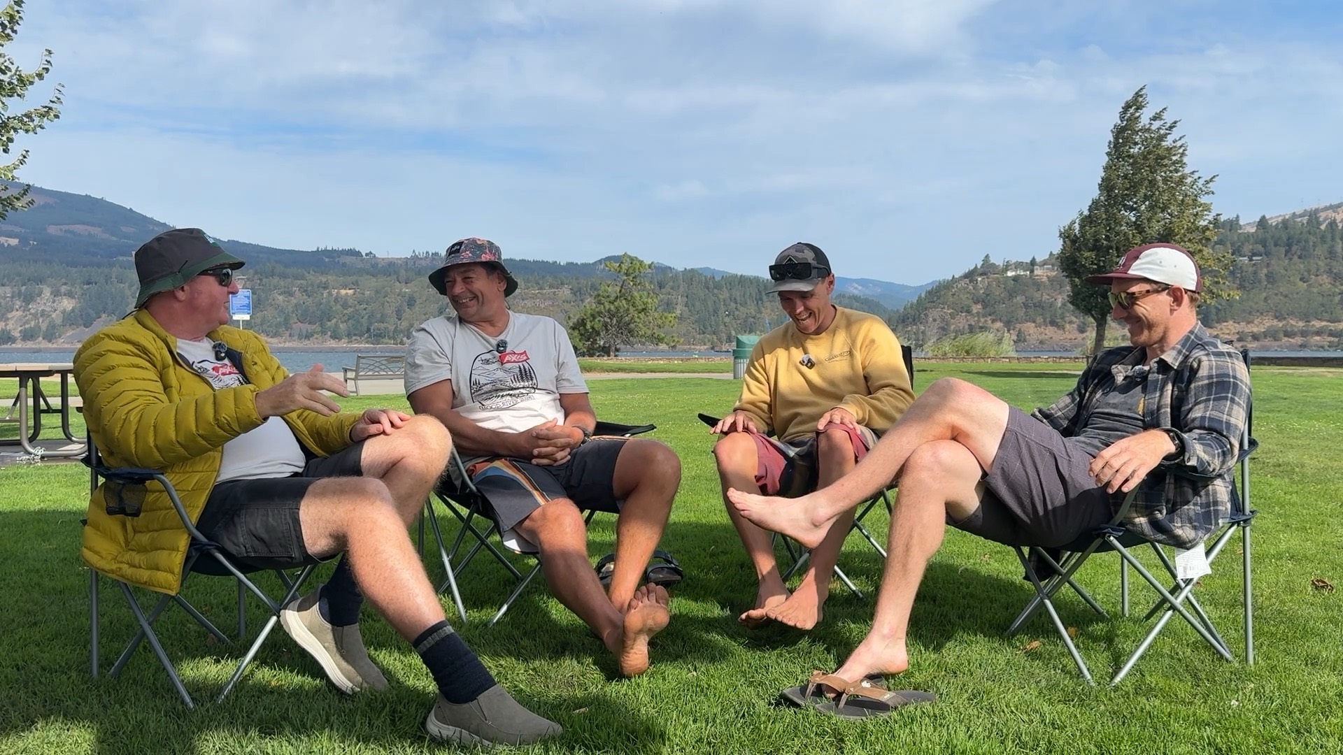 Recording the AXIS Foils interview by the river