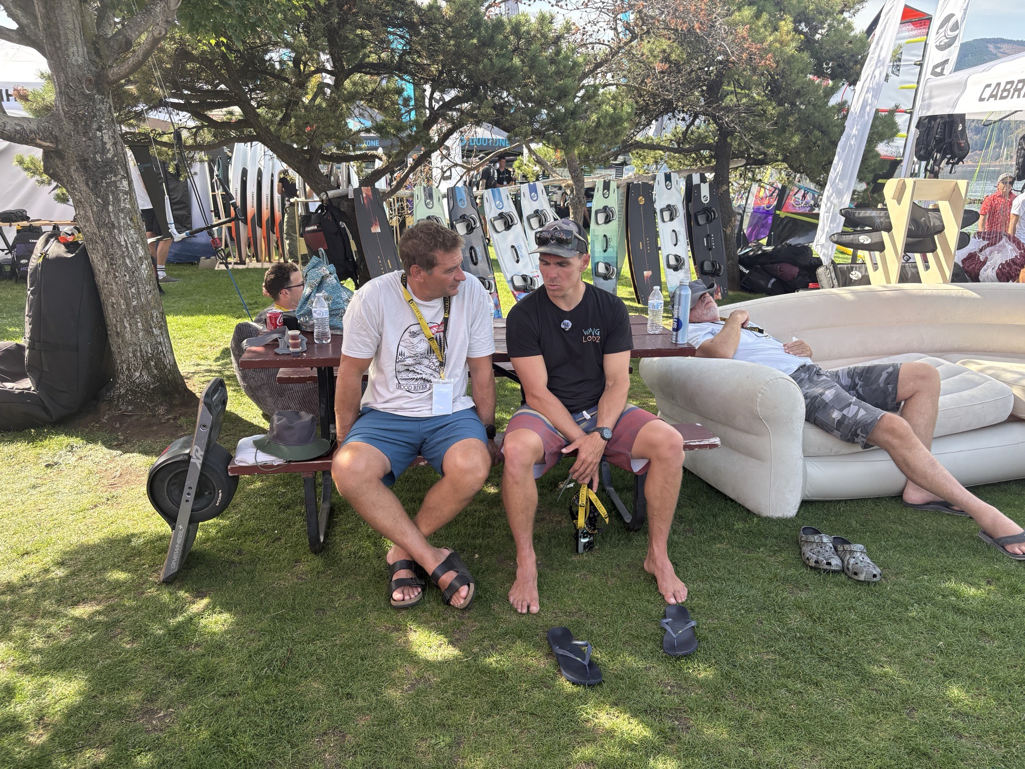Chilling on the grass at an event